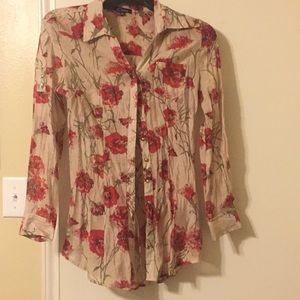Floral top with cinch waist in back